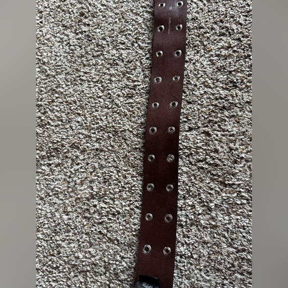 Zara LEATHER HEARTS AND FLOWERS BELT‎ Dark Brown Belt with Silver Details